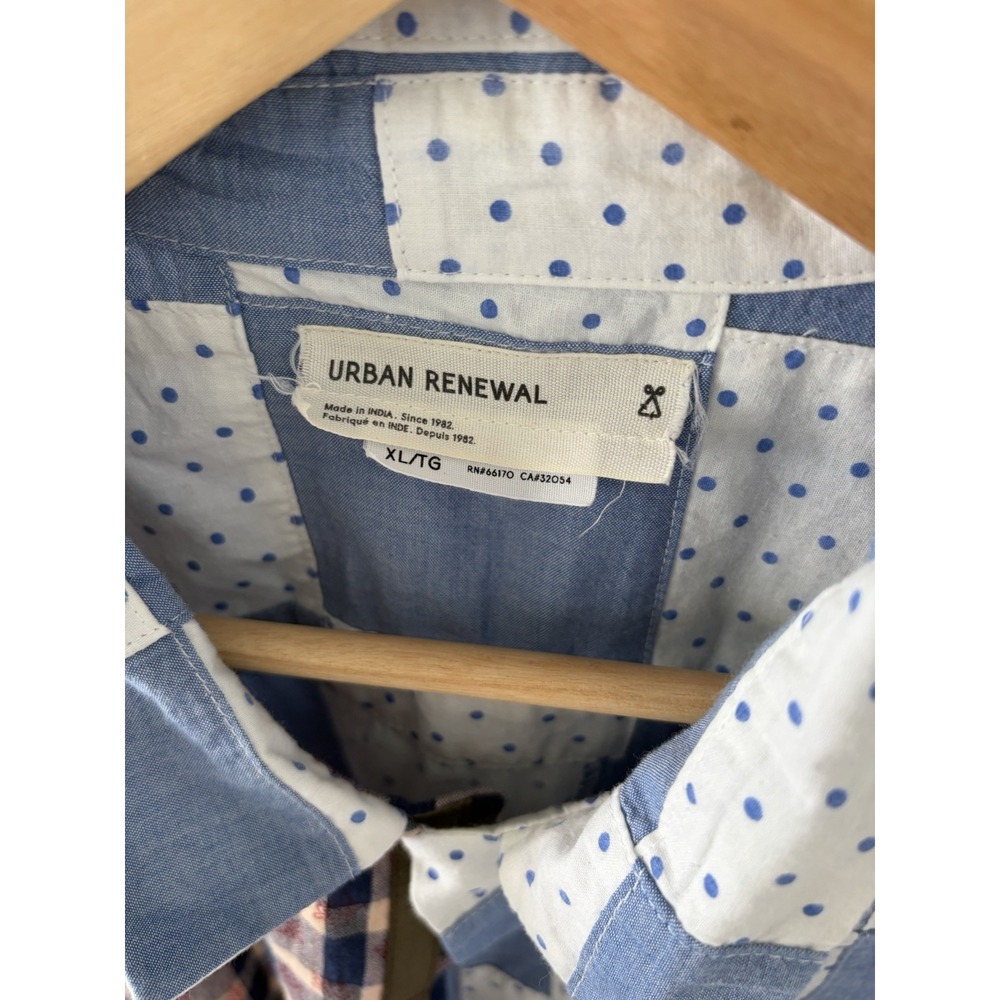 Urban Outfitters Urban Renewal Patchwork Multicolor Button Down Shirt XL - Picture 3 of 12